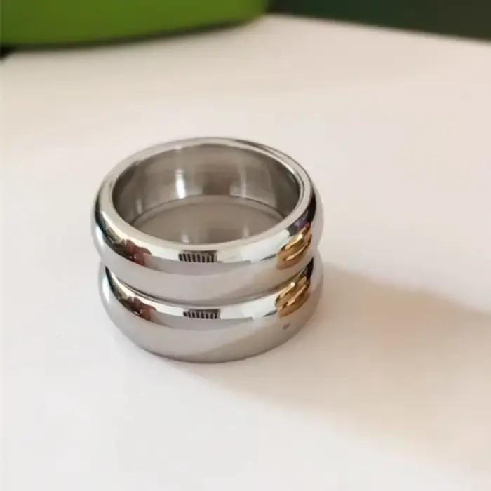 Bague en acier inoxydable Double couche pour femmes, dôme épais, empilable, minimaliste, Vintage, ép
