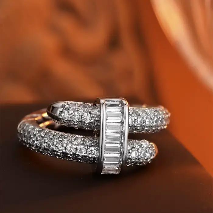 Nouvelle bague de créateur 2026 pour femme, zircon taillé, bande croisée double couche, bijoux de luxe scintillants pour mariage, fête, cadeau d'anniversaire