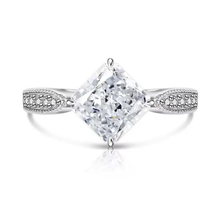 Bague en argent Sterling 925 avec fleur de glace, diamant scintillant à haute teneur en carbone, Cub