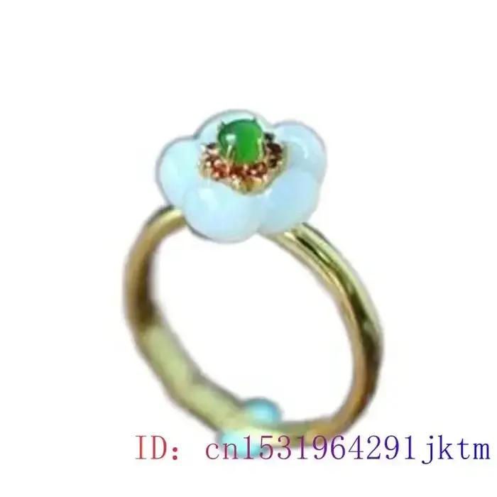 Bague en fleur de jade MC bijou de jade naturel réglable cadeau pour femme occassions spéciales traditionnelle alliance de mariage elegance et symbole de pureté