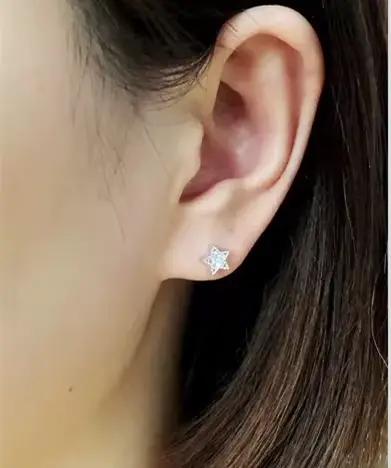 Boucles d'Oreilles en Argent Sterling 925, Bijoux à la Mode, en Forme d'Étoile, de Lune, de Chat, à