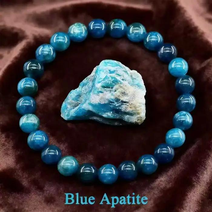 Bracelet de perles d'apatite bleue avec concept Reiki pour hommes et femmes
