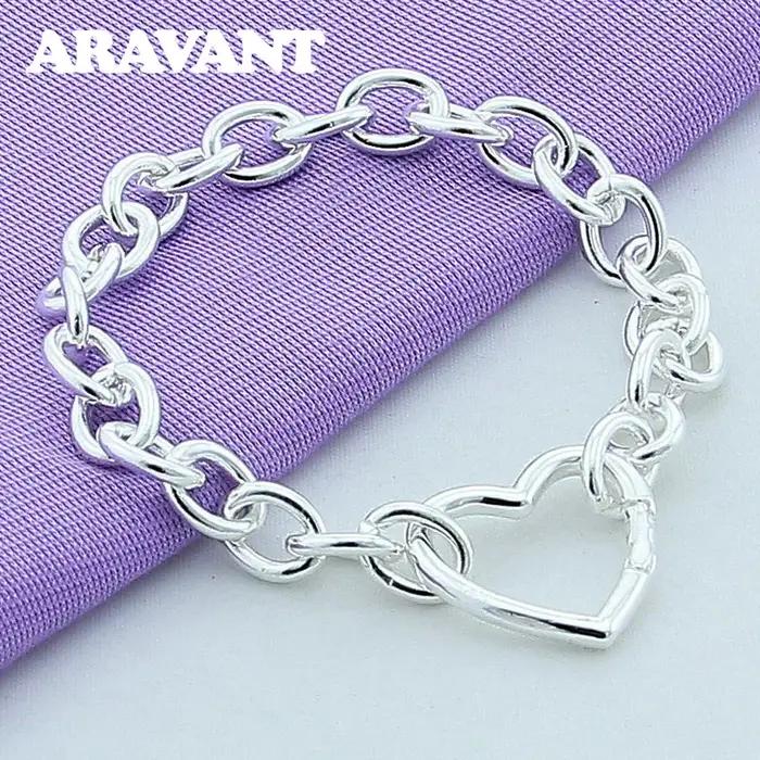 Bracelet coeur romantique pour femme, bijoux en argent 925