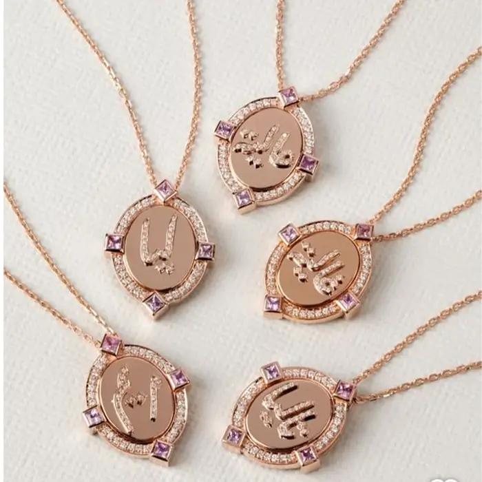 Collier arabe personnalisé pendentif en diamant plaqué or 3D18k, cadeau de remise de diplôme pour fi