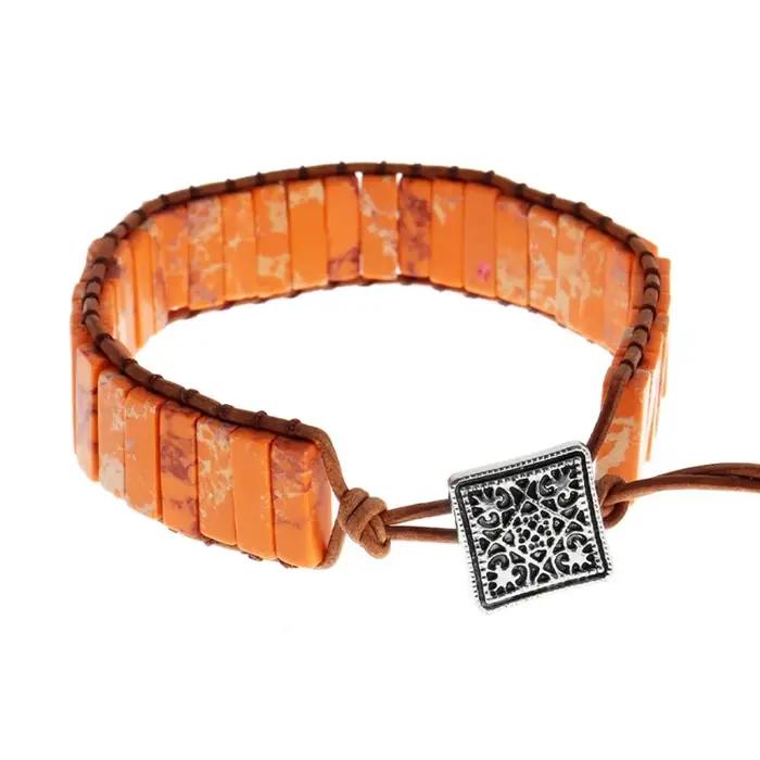 Bracelets tressés à la main avec perles, breloques colorées, pierres arc-en-ciel, bracelet réglable