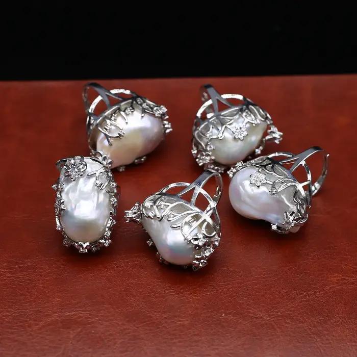 Bague en perles d'eau douce naturelles baroques, style palais rétro européen, bijou pour femmes, occasion spéciale et quotidienne