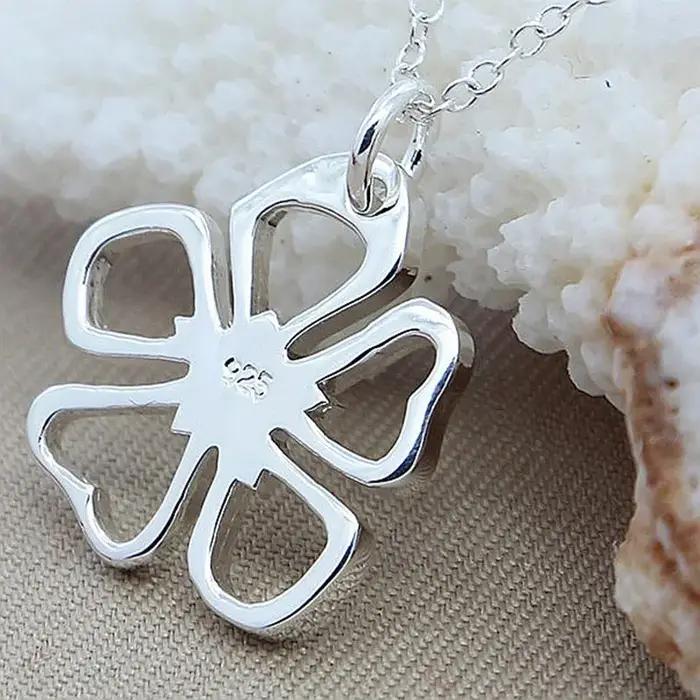 Collier avec pendentif trèfle en argent Sterling 925 pour femmes