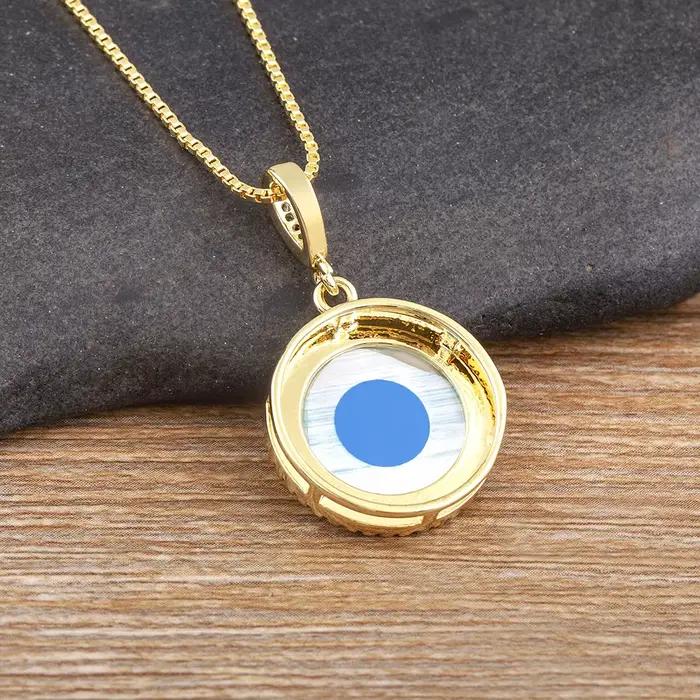 Nidin nouveauté plaqué or mauvais œil pendentif collier pour femmes Zircon bijoux clavicule chaîne tour de cou fête cadeau de mariage