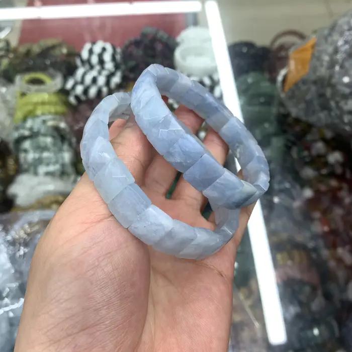 Bracelet de perles en pierre d'aigue-marine pour femme