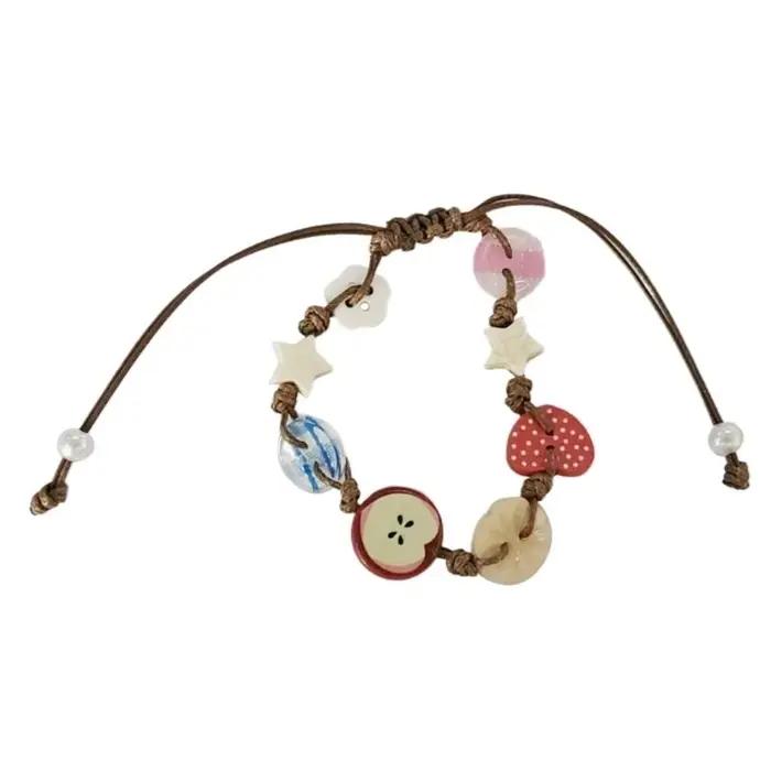 E06E Bracelet des pommes à charme élégant avec des cadeaux spéciaux corde couleur vibrante pour les filles