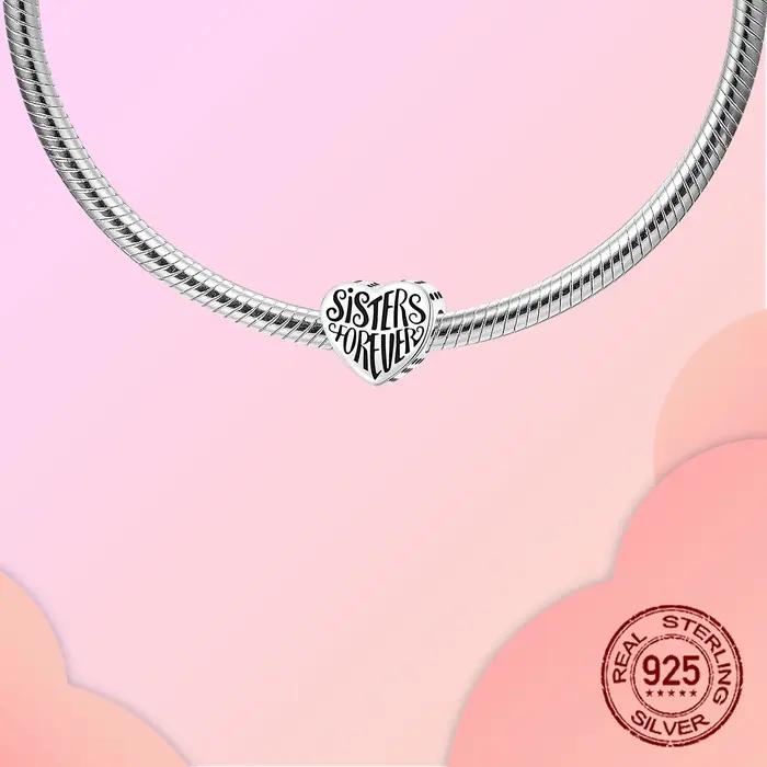 Breloques en argent sterling 925 en forme de cœur pour sœurs et amies