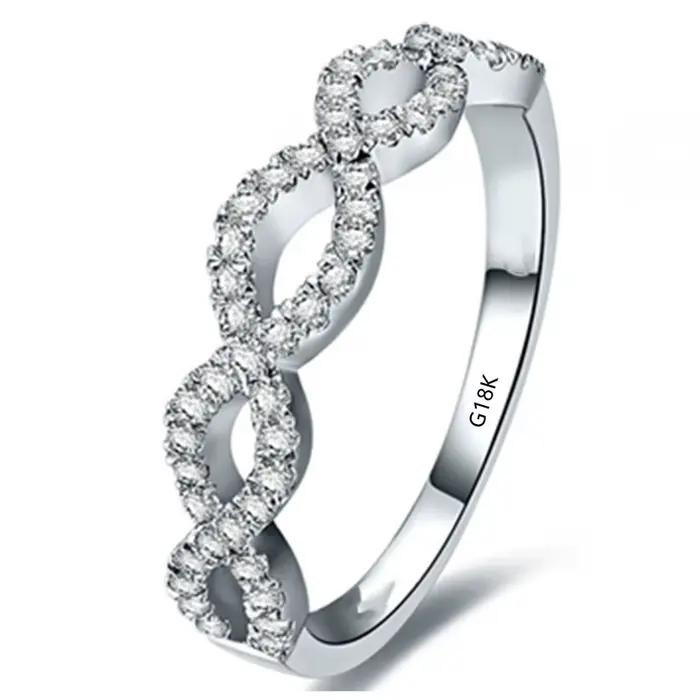 Bague de mariage en or blanc pur 18 carats 750