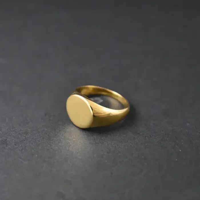 Bague Signet Robuste Bijou Rustique Élégant Pour Hommes Femmes Occasions Spéciales Polyvalence Durabilité Acier Inoxydable Doré