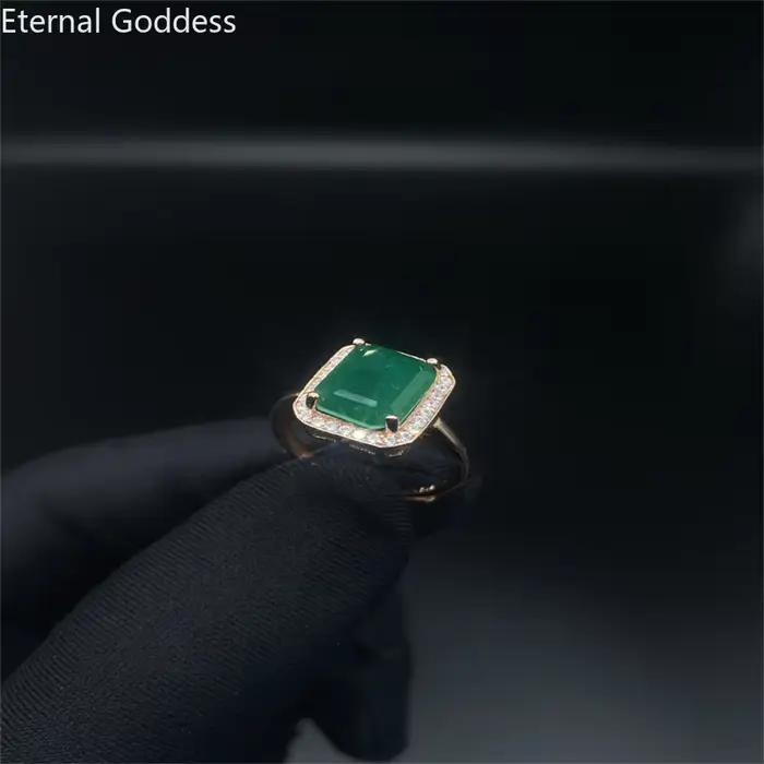 Bague émeraude flambant neuf en argent Sterling 925