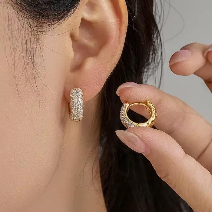 Boucles d'oreilles en argent Sterling 925 zirconium blanc rock hiphop vintage pour femmes occasions spéciales