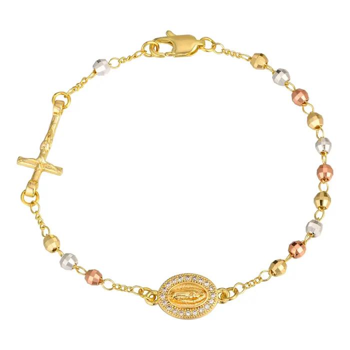 Bracelet chapelet de perles Vierge Marie élégant avec croix de prière pour femmes occasions spéciales