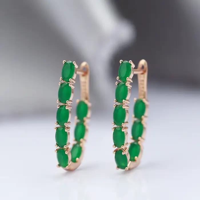 SYOUJYO – boucles d'oreilles longues en Zircon naturel vert pour femmes