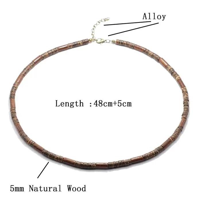 Collier ras du cou en bois naturel pour homme