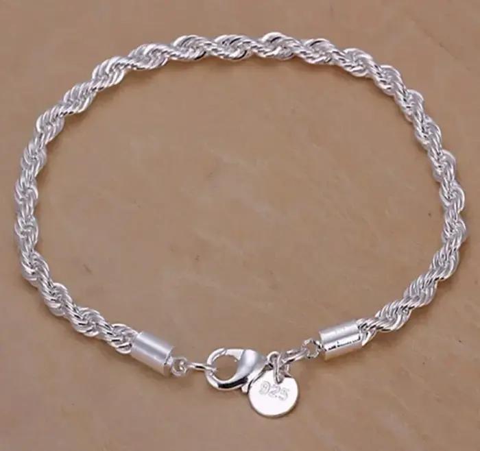Bracelet en argent sterling 925 torsadé pour femmes et hommes mode minimaliste cadeau occasion spéciale