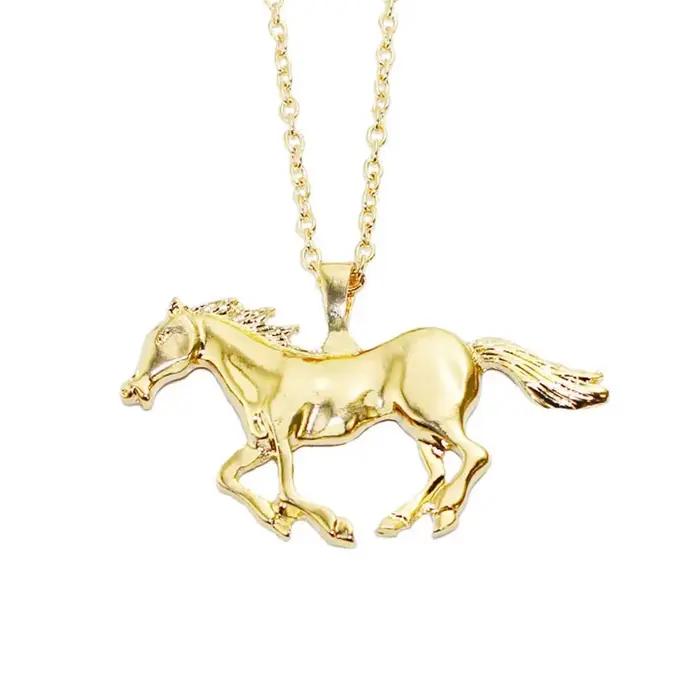 Collier à breloques cheval pour femme, déclaration de bijoux, pendentif en cours d'exécution, mode