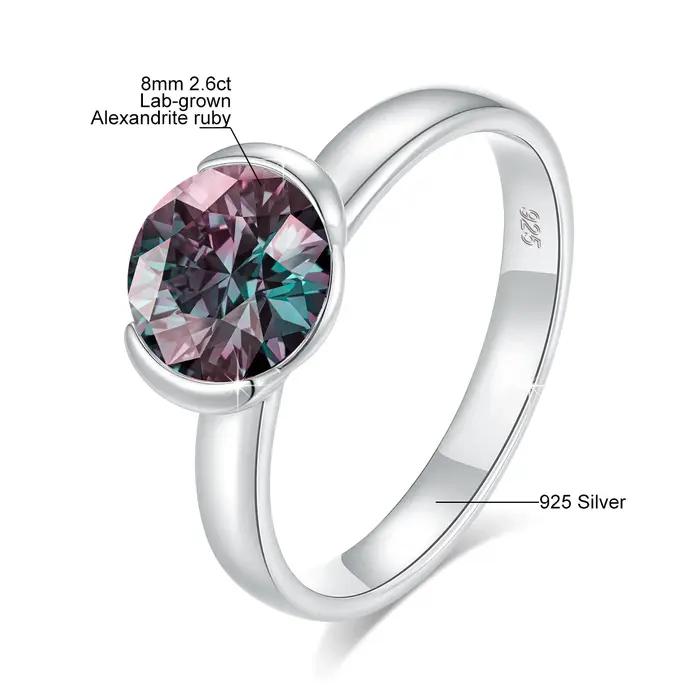 Bague émeraude cultivée en laboratoire de 8mm
