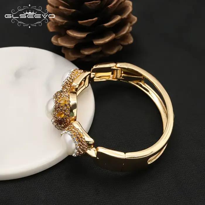 GLSEEVO – Bracelet en perles baroques naturelles pour femmes, incrusté de strass, exquise, personnal
