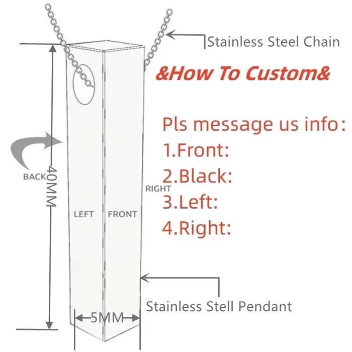 Collier de barre personnalisé en acier inoxydable avec pendentif gravé pour femme pour occasions spéciales comme l'anniversaire