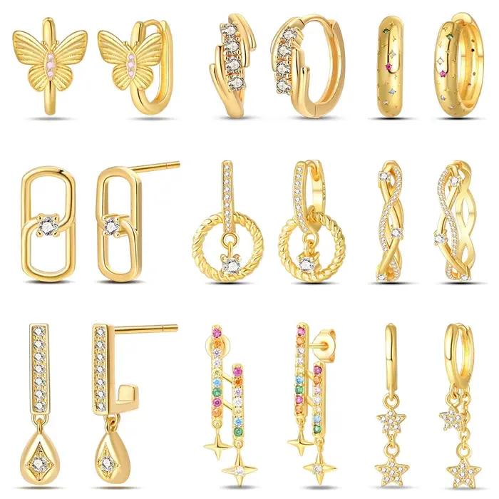 Pandach 925 couleur argent papillon étoile boucle d'oreille pour les femmes