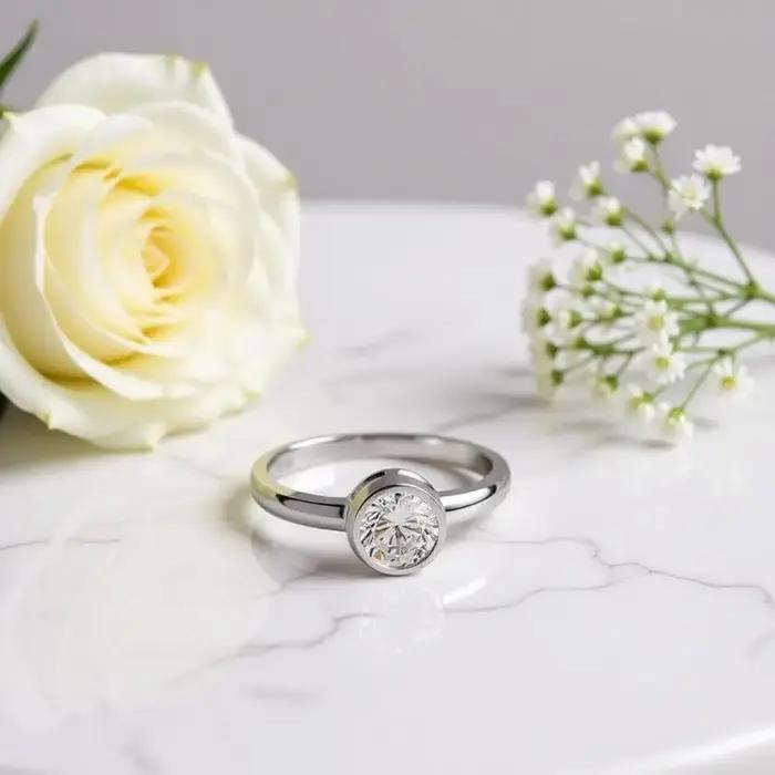Bagues rondes en cristal en argent Sterling 925