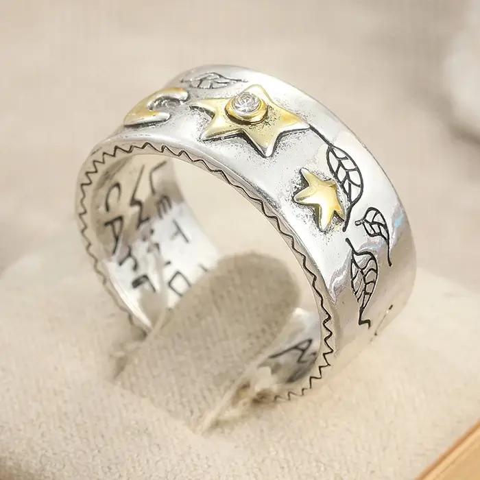 Bague minimaliste étoiles et lune pour femmes et hommes
