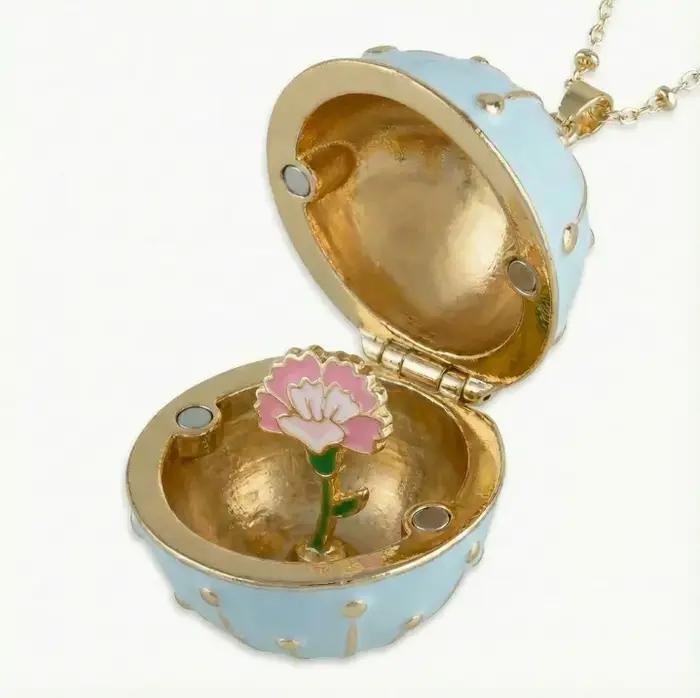 Collier Fleur du Mois pour Femme – Nouveauté Tendance – Boîte Ronde Ouvrable – Collier Fleur – Colli