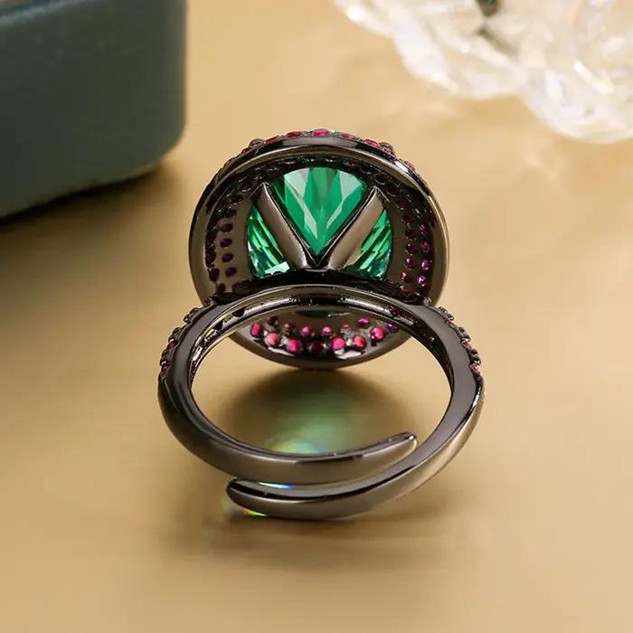 Vinregem 12*16 MM coupe ovale laboratoire créé Paraiba Tourmaline gemme Vintage réglable anneau anniversaire cadeau bijoux fins en gros