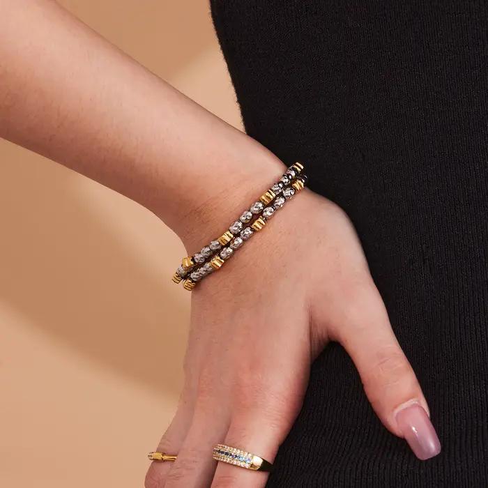 Bracelet chaîne de perles étoile en argent doré pour femmes