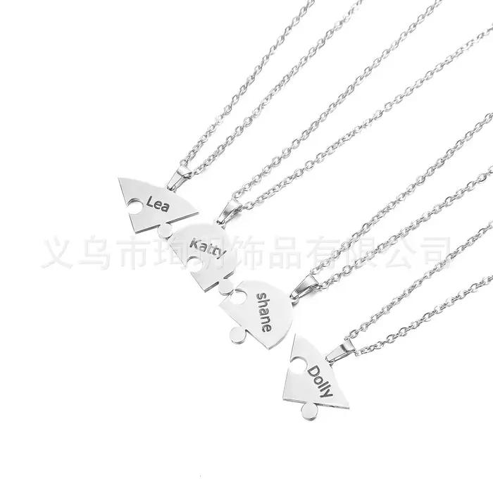 Collier avec nom de Puzzle en forme de cœur pour femmes