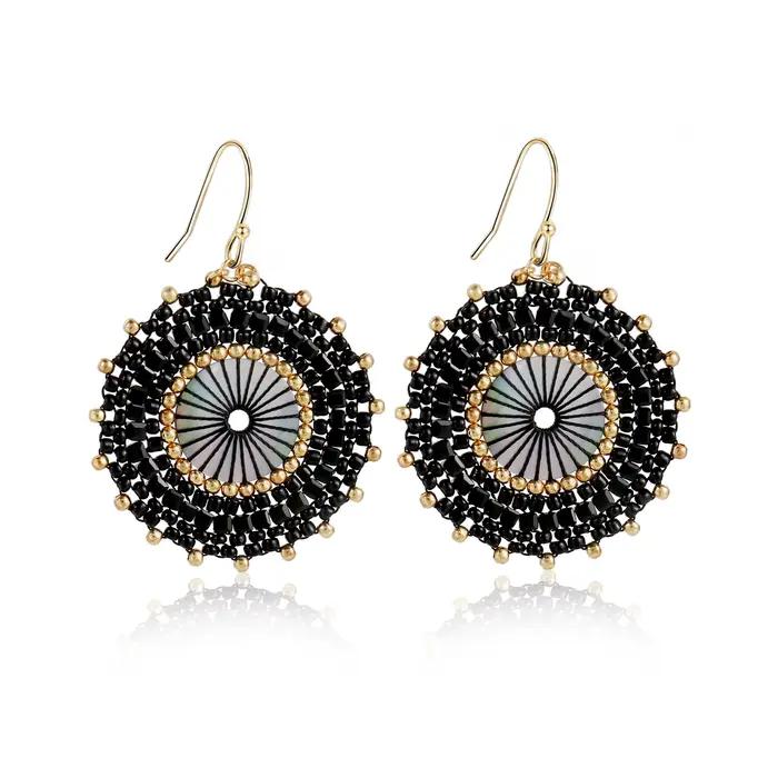 Boucles d'oreilles Boho en perles pour femmes, perles de rocaille en cristal, rondes faites à la main, bijoux Vintage, cadeau, accessoires de mode