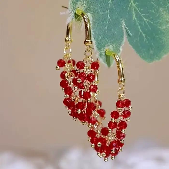 Boucles d'oreilles à pampilles pour femmes, nouveau Design, pendentif en perles de cristal rouge, lumière exquise, luxe, Unique, personnalisé, bijoux