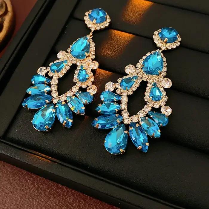 Boucles d'oreilles antiques en strass pour femmes