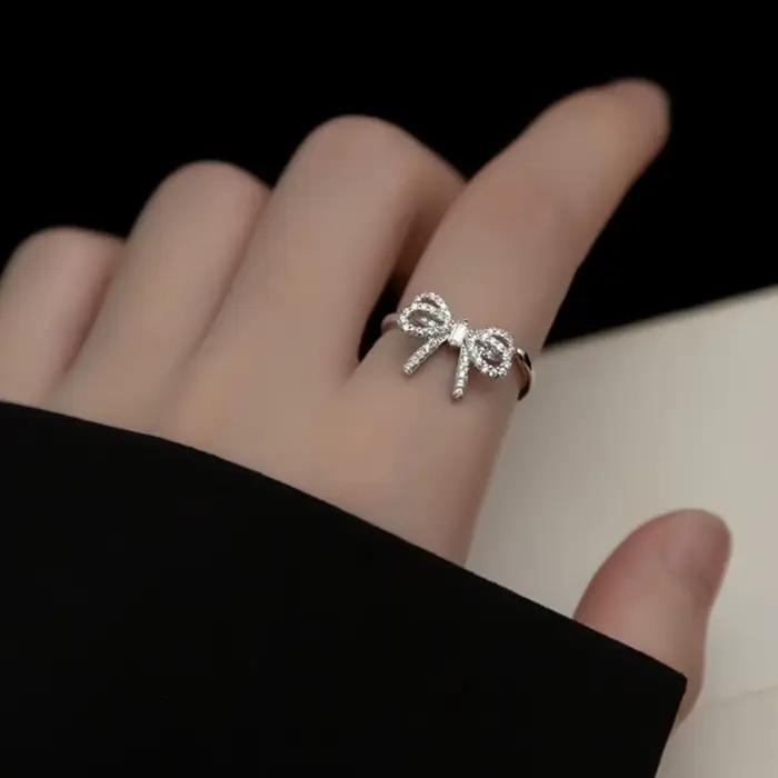 ZAKOL coréenne mode cristal arc bague pour les femmes Micropavé zircone minimaliste tendance doigt