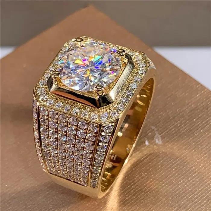 Bague ronde en pierre de Zircon blanc brillant