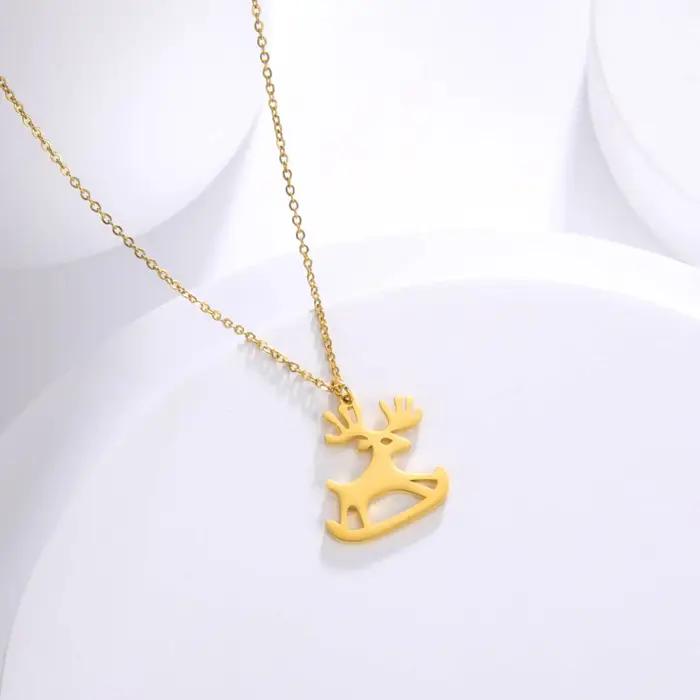 Collier pendentif renne traîneau de noël pour femmes et hommes