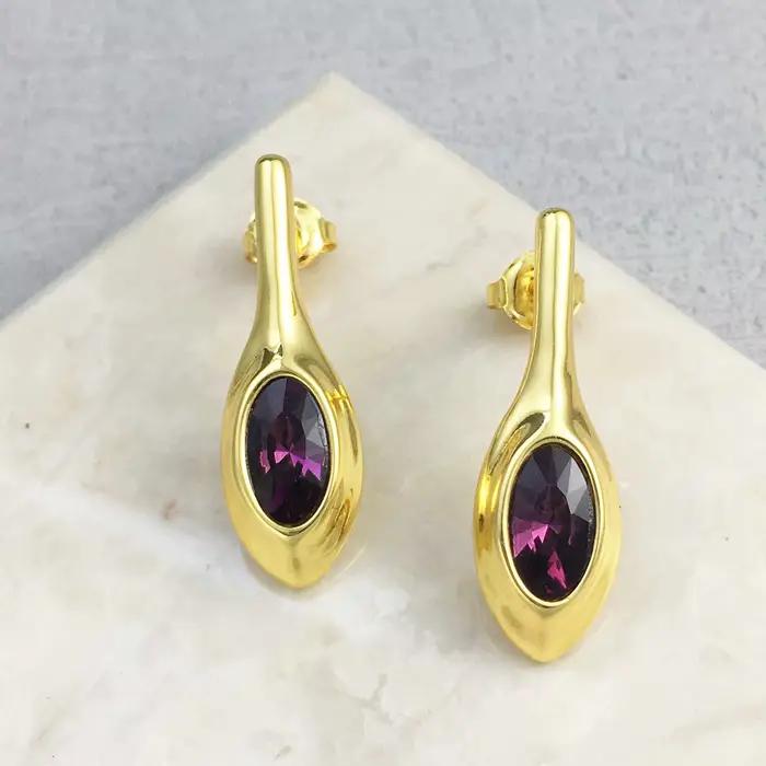 Boucles d'oreilles géométriques en cristal coloré or argent, Style célébrité de haute beauté, access
