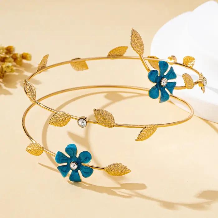 Brassard en forme de vigne florale pour femme en alliage de fer avec nuances de bleu or rose pour toutes les occasions