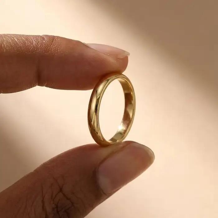 Bague exquise en argent Sterling 925 pour femmes, couleur or, classique, simple, pour couple, bague