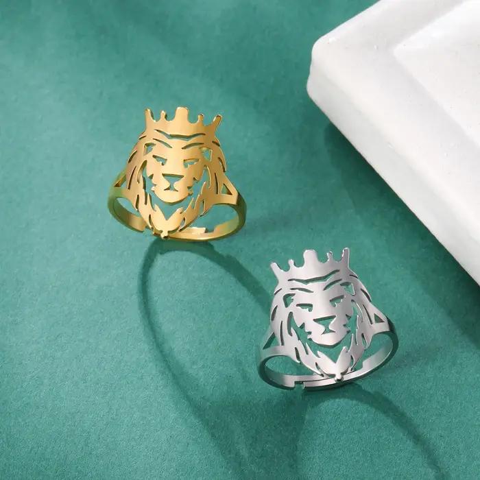 Skyrim Bague en acier inoxydable avec tête d'animal pour hommes et garçons