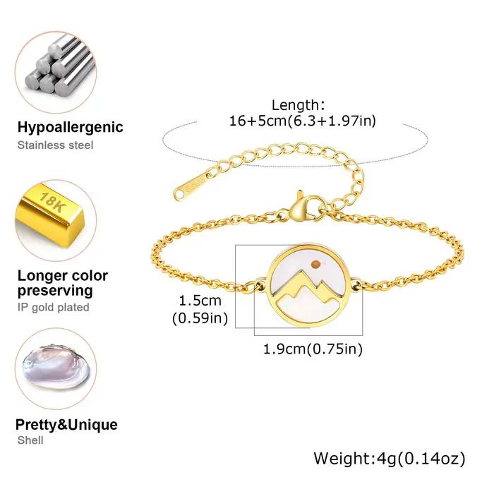 Bracelet et collier en forme de coquille ronde Move Mountains avec graines de moutarde pour femmes, ensemble de bijoux en acier inoxydable, cadeau chrétien de Pâques pour elle
