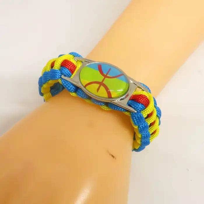 Bracelet drapeau berbère d'amour, breloque faite à la main, paracorde, pour femmes et hommes, bijoux cadeau