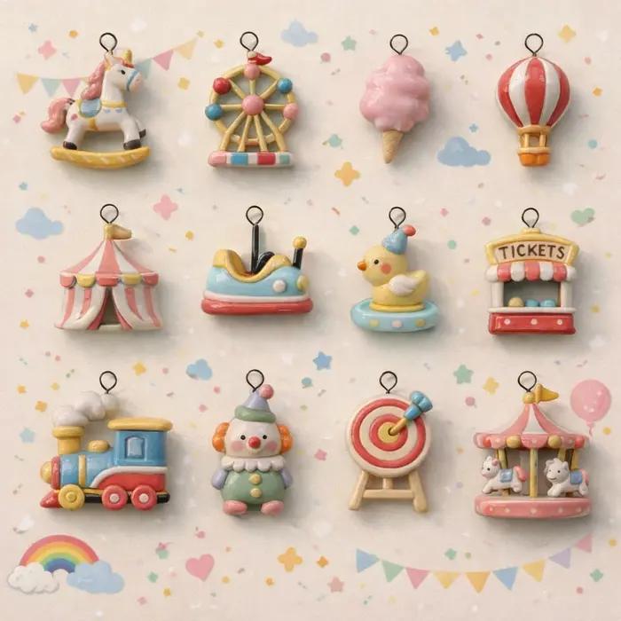 Breloques DIY pour bijoux thème manège de parc d'attractions style classique personnalisables pour femmes occasions spéciales et cadeaux