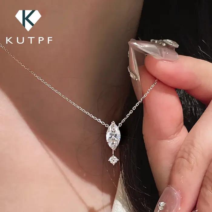 Collier avec pendentif Marquise/cout rond en Moissanite pour femmes