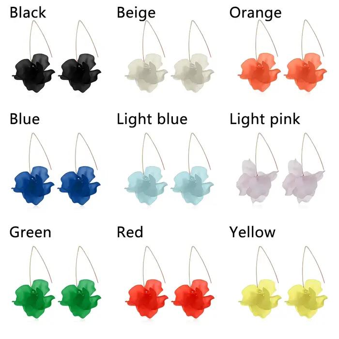 Boucles d'oreilles bohèmes longues en résine fleur pétale à la main pour femmes occasions spéciales style unique cadeau mode