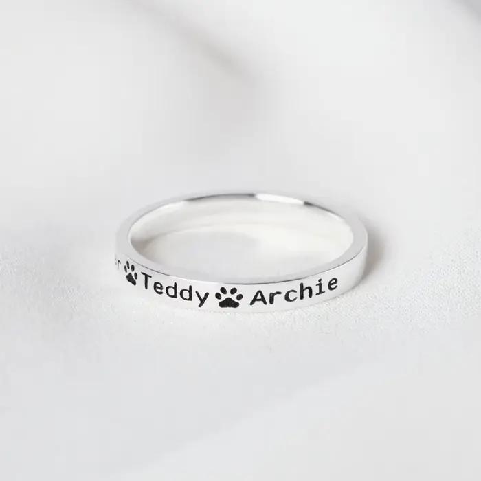 Bague personnalisée avec nom d'animal de compagnie